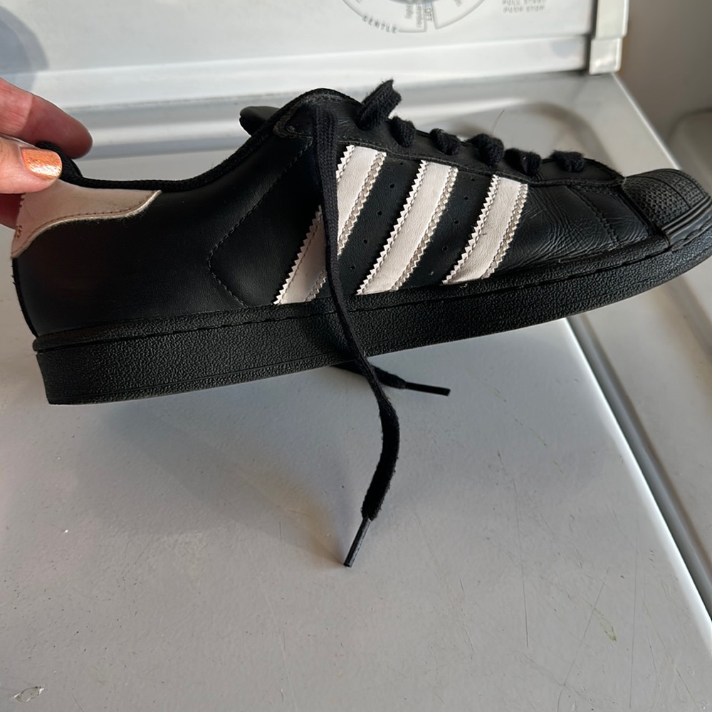 Adidas shoes black and white slightly worn good condition very clean shoes